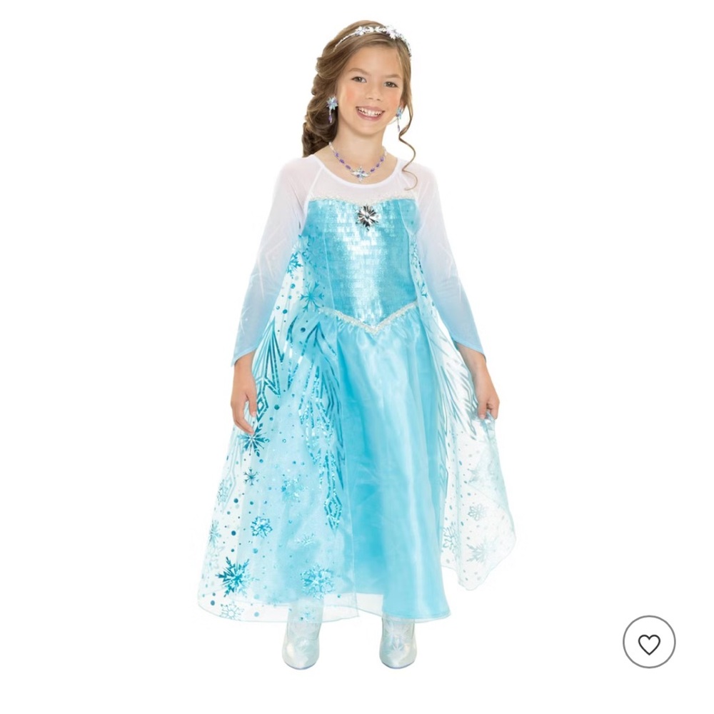 Disney Park Elsa Frozen Maxi Dress Gown Blue